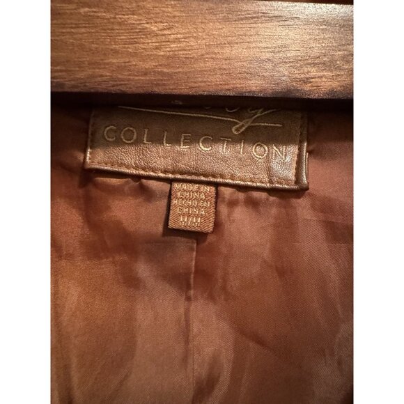 SEBBY Collection Women's NWT Moto Brown FAUX Stretch Leather Jacket Size Med. - Picture 2 of 4